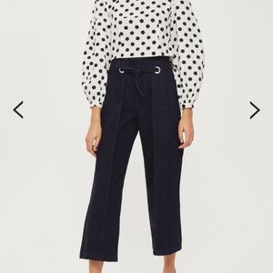 Topshop waist tied cropped wide leg jeans